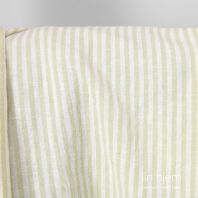 Lin-bomullsstoff grønnlig stripete vasket, mykt, skånsomt