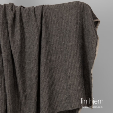 Linstoff mønstret svart-naturlig vasket