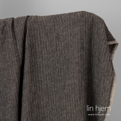 Linstoff mønstret svart-naturlig vasket egner seg til å sy klær og hjemmetekstiler