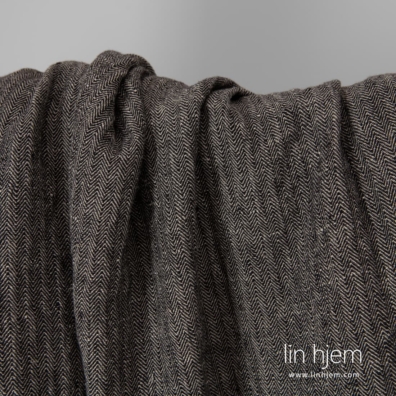 Linstoff mønstret svart-naturlig vasket, mykt, skånsomt