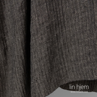 Linstoff mønstret svart-naturlig vasket, 145cm bredt