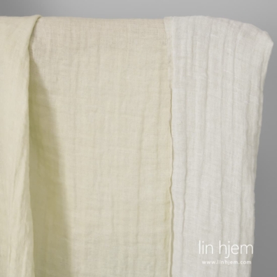 Linstoff tosidig gul-hvit vasket, 140cm bredt