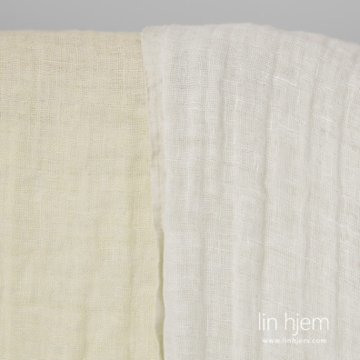 Linstoff tosidig gul-hvit vasket, mykt, skånsomt