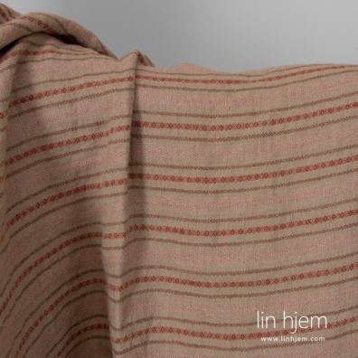 Linstoff brunt med mønstrede striper vasket, mykt, skånsomt