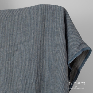 Linstoff beige-blått mønstret vasket, mykt, skånsomt