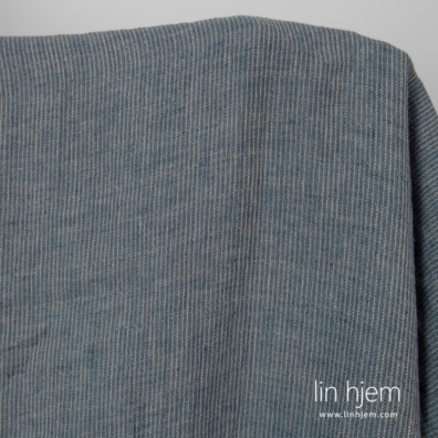 Linstoff beige-blått mønstret vasket egner seg til å sy klær og hjemmetekstiler