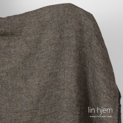 Lin-ull stoff beige-svart vaffel vasket, 140cm bredt