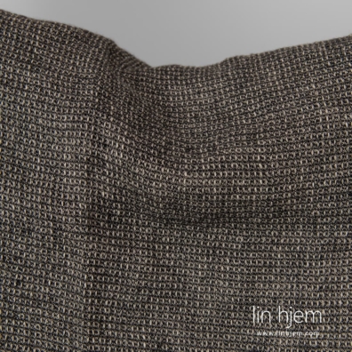 Lin-ull stoff beige-svart vaffel vasket, mykt, skånsomt