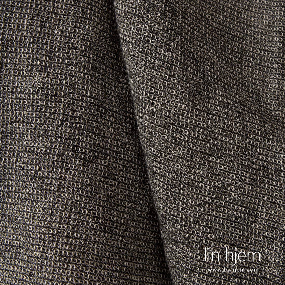 Lin-ull stoff beige-svart vaffel vasket egner seg til å sy klær og hjemmetekstiler
