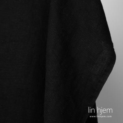 Linstoff svart „vaffel“ vasket 130cm bredt