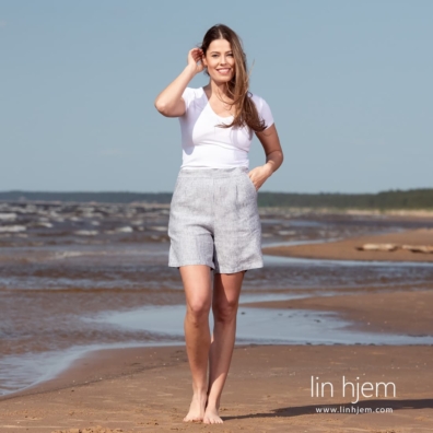 OSCAR stripet linshorts til damer