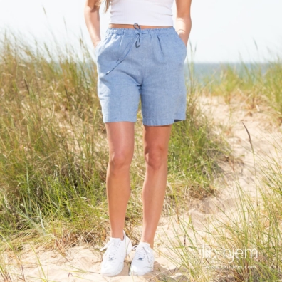 DOLFI blå linshorts, midje med strikk og snøring