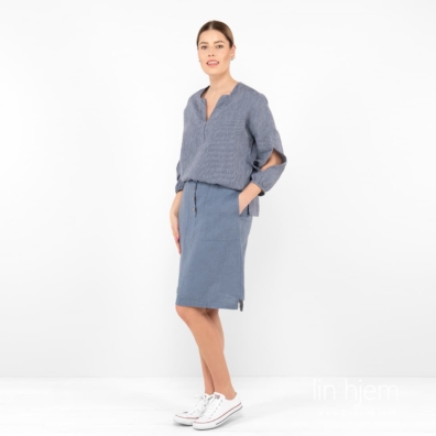 TIFA blått linskjørt med lommer