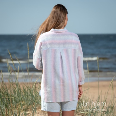 DOLFI stripet linbluse, rett løs silhuett