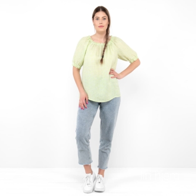 MELISA lysegrønn linbluse med korte ermer