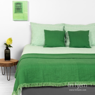 FROGA lin sengesett grønn stripete