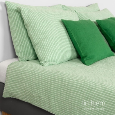 Dynetrekk i lin med knapper grønn stripet FROGA