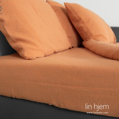 SAN DIEGO laken / stretchlaken i lin-bomull grå oransje