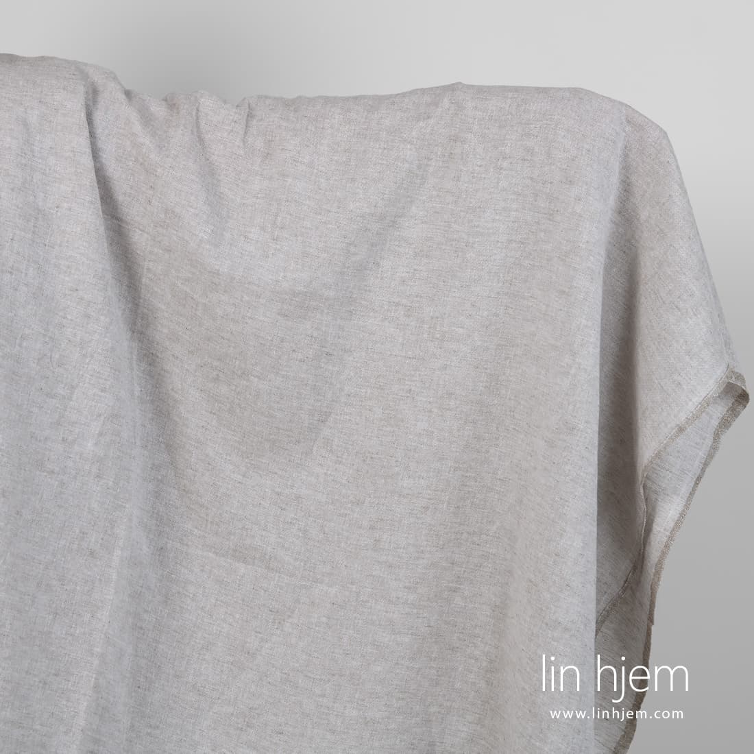 Lin-bomullsstoff gråbrunmelert vasket