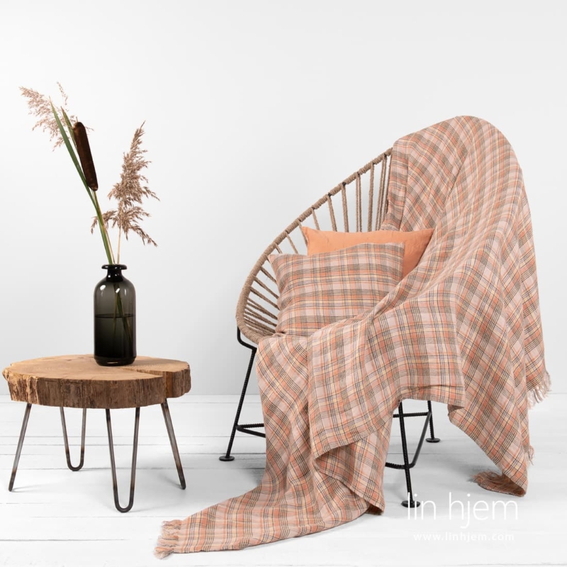 DIEGO lin pledd brunlig