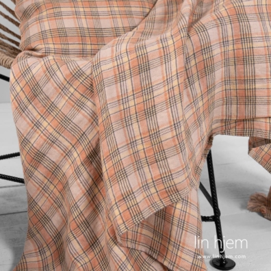 DIEGO lin pledd brunlig rutete