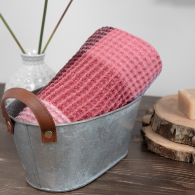 BINGO lin-bomull håndkle lilla med ruter, "vaffel"