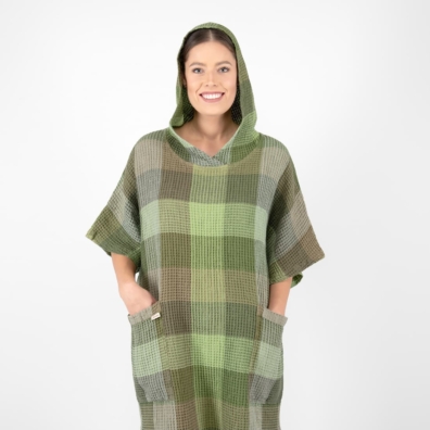 BINGO lin-bomull poncho i fargen mose