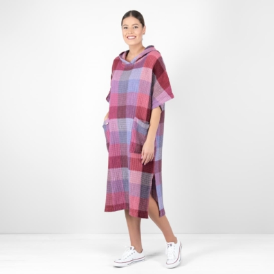 BINGO lin-bomull poncho lilla med sidespalter