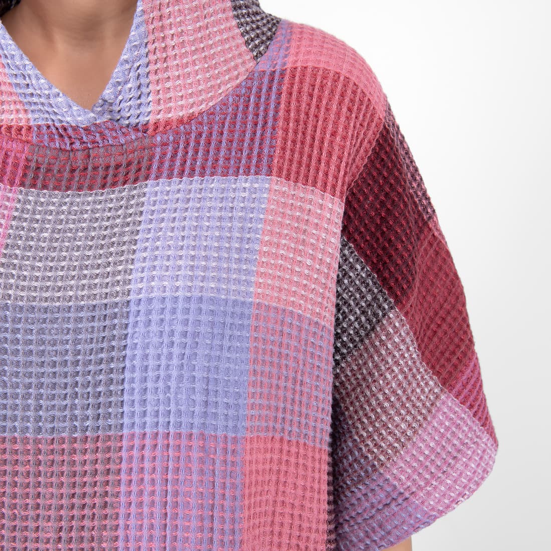 BINGO lin-bomull poncho lilla, syrin, rosa rutete