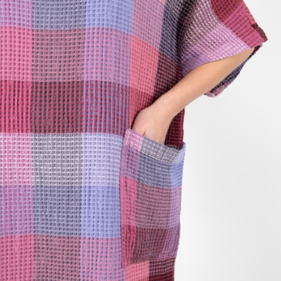BINGO lin-bomull poncho lilla med lommer