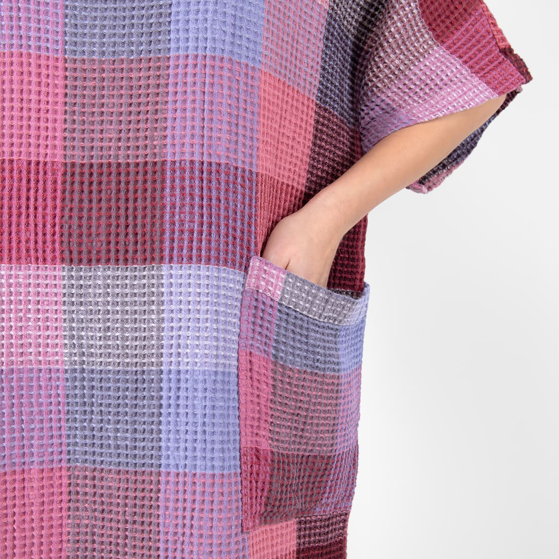 BINGO lin-bomull poncho lilla med lommer