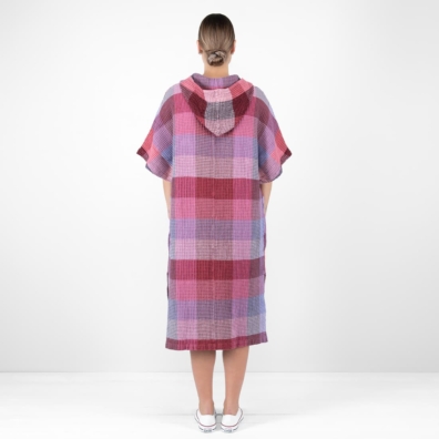 BINGO lin-bomull poncho lilla med hette