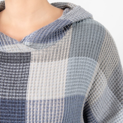 BINGO lin-bomull poncho blåaktig grå