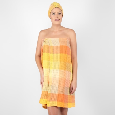 BINGO lin-bomull wrap håndkle oransje