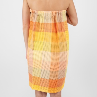 BINGO lin-bomull wrap håndkle oransje med bred gummi på baksiden