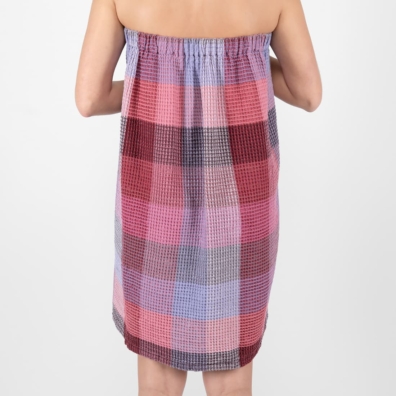 BINGO lin-bomull wrap håndkle lilla med bred gummi på baksiden