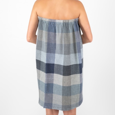 BINGO lin-bomull wrap håndkle blåaktig grå med bred gummi på baksiden