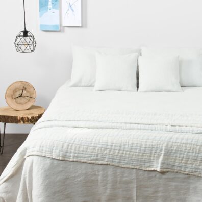 ALEGRO blåaktig hvitt halvlin sengesett