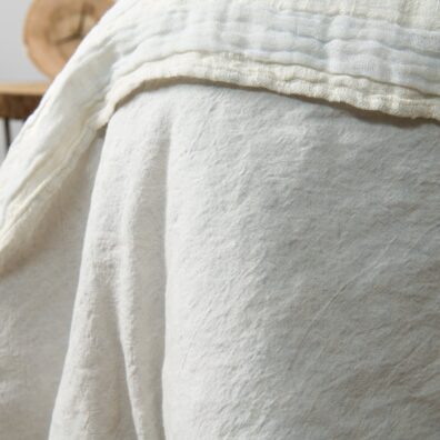 ALEGRO blåaktig hvitt lin-bomull sengesett