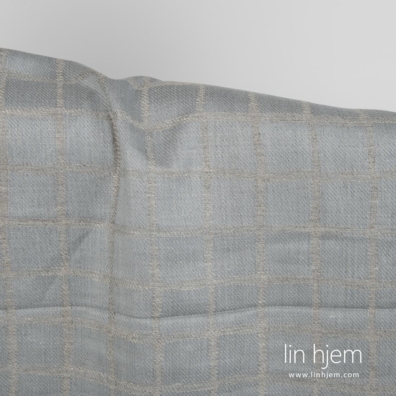 Halvlinstoff blågrå tosidig rutete for å sy klær, hjemmetekstiler