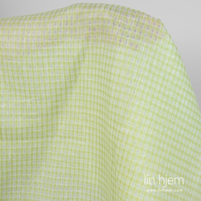 Linstoff grønnaktig med transparente og tett vevde ruter