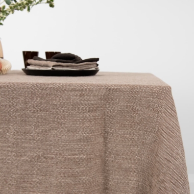 Brun-grå mønstret duk laget av spesialvasket linstoff
