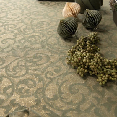 ATLANTA grågrønn lin-bomull-polyester duk