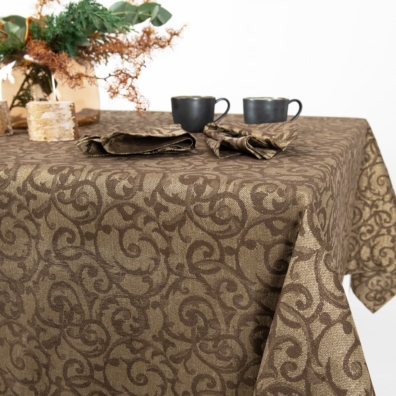 ATLANTA brun lin-bomull-polyester duk