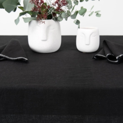 Svart lin duk, spesielt vasket, mykt, skånsomt stoff