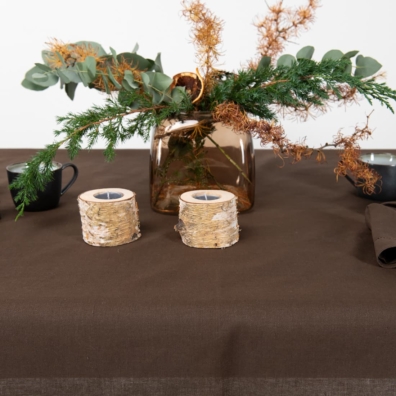 LUNA mørkebrun lin-bomull duk