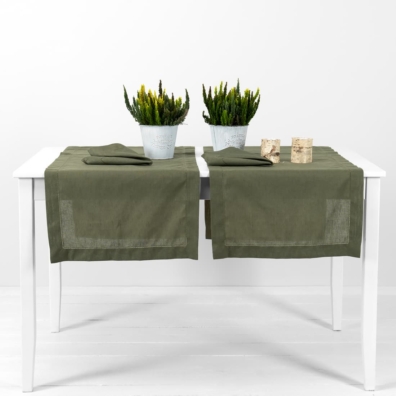 LUNA olivengrønn halvlin bordløper