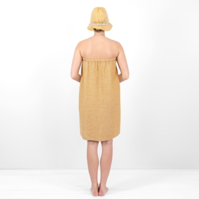 PURO wrap håndkle gul-brungrått melert, "vaffel"