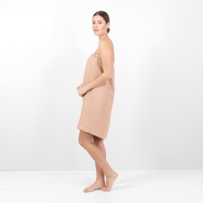 PURO wrap håndkle brunmelert, 100% lin