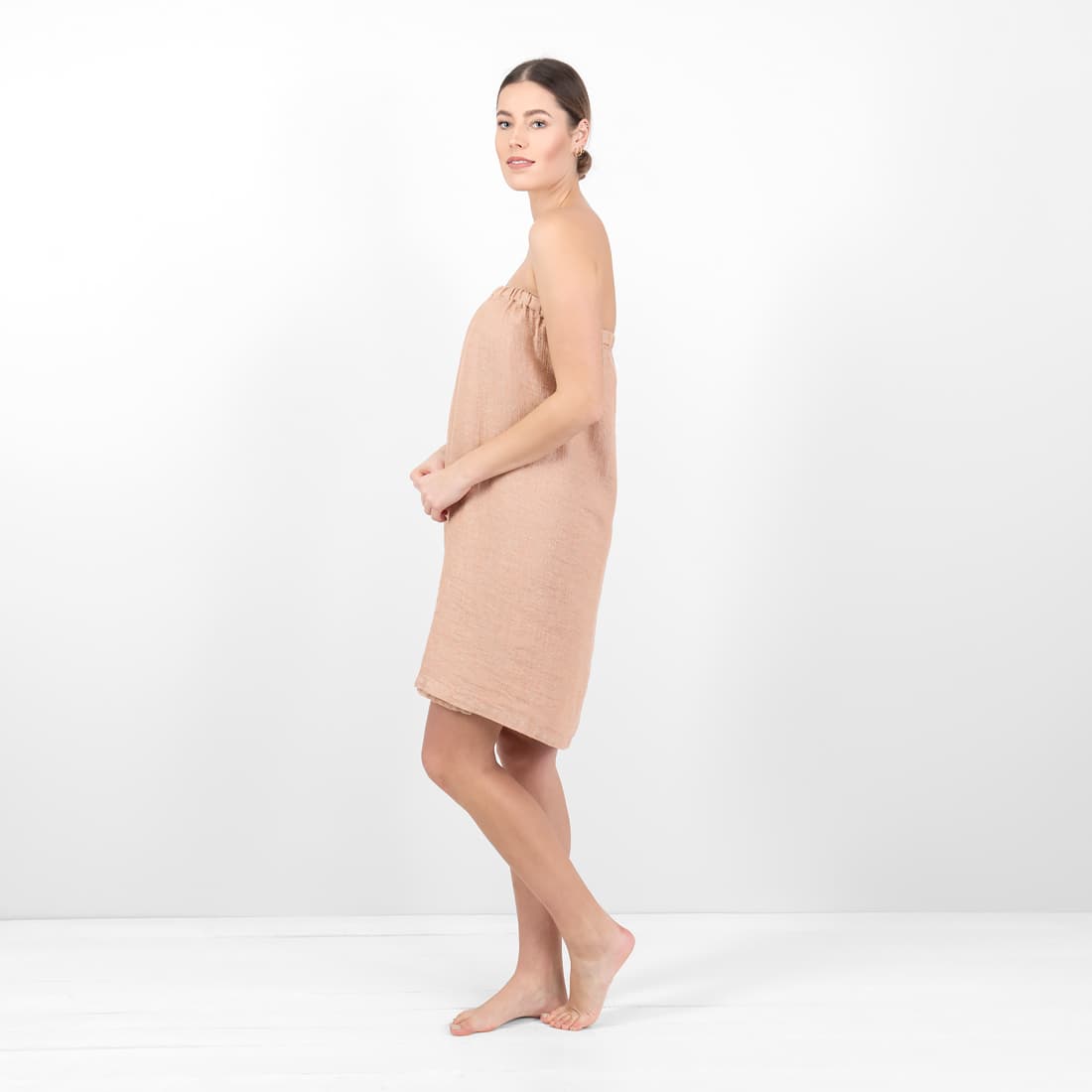 PURO wrap håndkle brunmelert, 100% lin